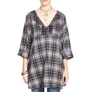 Free People Brushed Winter Plaid Sammy Jo Tunic